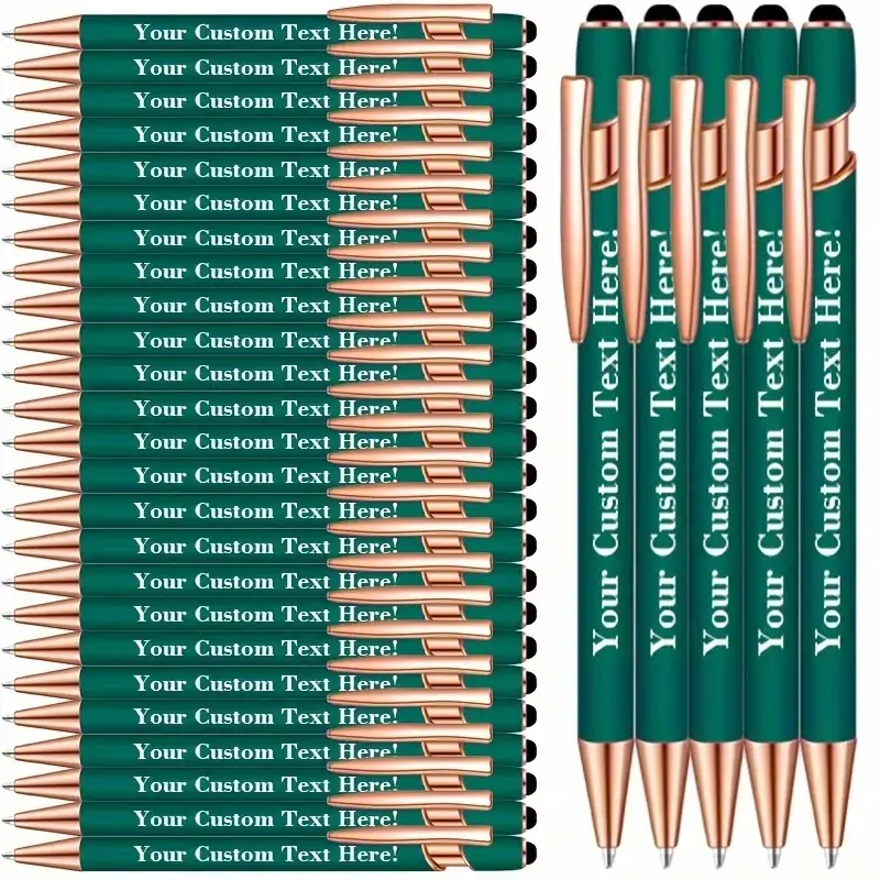 Blue-30pcs Premium Engravable Smooth Writing Ballpoint Pens with Stylus Tip - Comfortable Grip, Office Stationery - College Student Pen, Back to School Haul Gift Set, 30-Pack