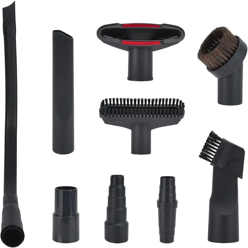 Multi-Use Universal Fit 9-Pack Vacuum Attachment Kit, Household Cleaning Adapter Set with 360° Rotating Soft Horsehair Brush, Dual-Function Brush, Various Shapes Flexible Crevice Tool for Deep Cleaning Car, Dryer Lint Vent