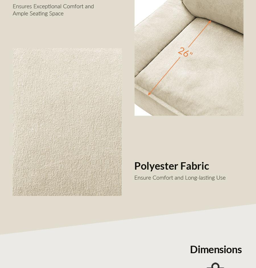 Hulala Anorea Effortless Mobility and Boneless Sofa, Modern Design with Elegant Details, Comfortable All-Foam Construction, Compressed Packaging