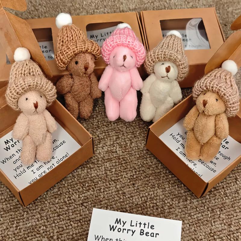 Handmade Little Pocket Bear Set,Anxiety Relief Plush Bear Hug,Halloween Thanksgiving Christmas New Year Birthday Gifts for Women Men Dad Mom Girl Boy Daughter Son Stuffed Animal Interactive Realistic Bunny