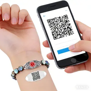 Dynamic QR Code Medical Alert Bracelet for Women | Round Abalone Shell Beads & Stainless Steel ID | Scan to Edit Emergency Info, Allergy & Diabetes ID Jewelry, Double Lobster Clasp, Adjustable
