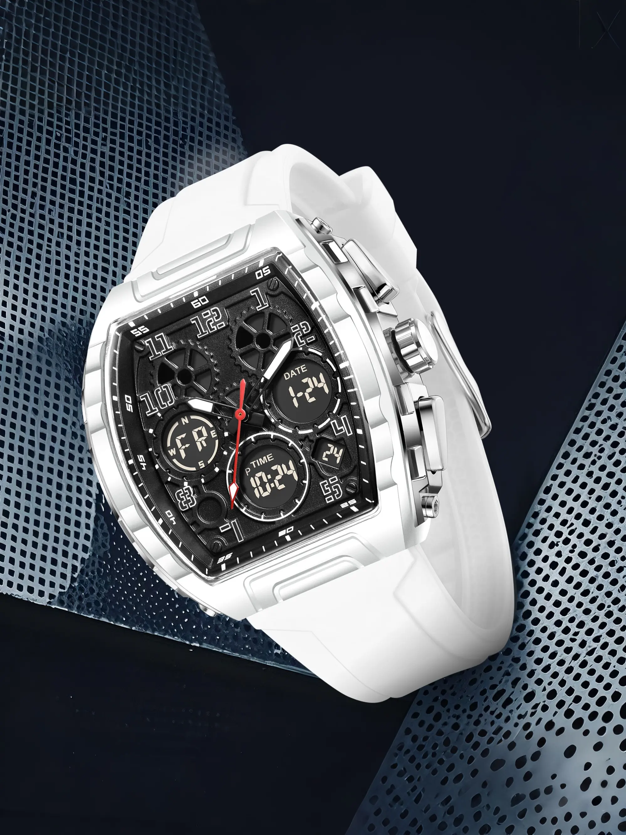 Foxbox Sporty Dual Display Watch for Men & Women, Analog Digital Wristwatch, Analog-Digital Quartz Movement, Blue Band, Perfect Gift for All Seasons