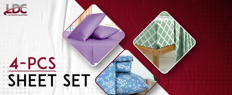 Lux Decor 4 Pcs Bed Sheet Set-16" Deep Pocket Queen Sheets-Floral,Quatrefoil,Solid King Bed Sheet With Embroidered Pillowcases-Premium Quality Bedding Set Warm, Cozy & Luxury Bedding Set