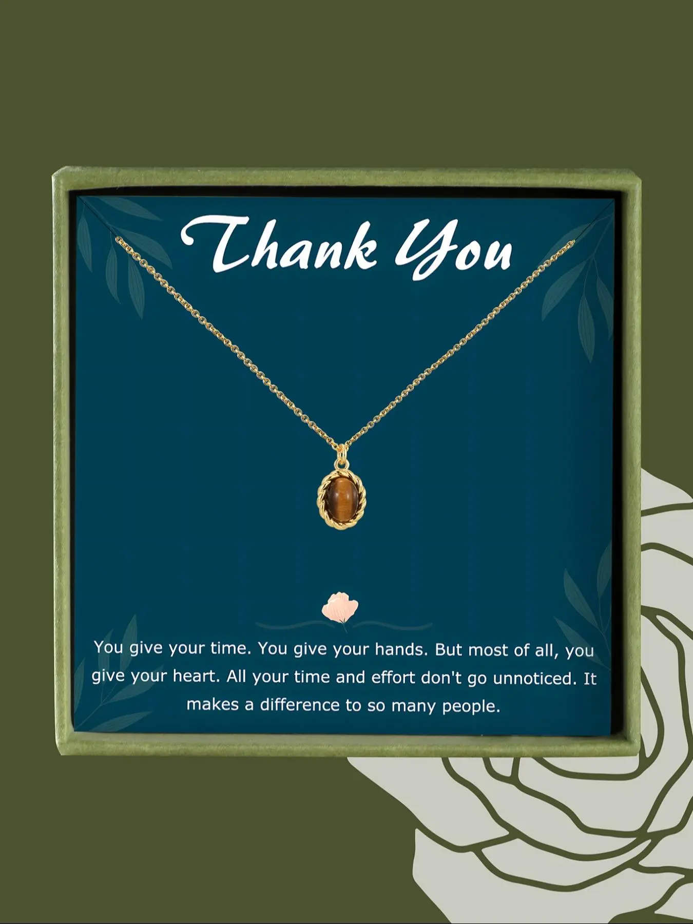 Elegant Tiger Eye Stone Inlaid Pendant Necklace with Gift Box, Exquisite Trendy Adjustable Pendant Necklace, Chic Gorgeous Jewelry As Gift for Women, Mom Gifts