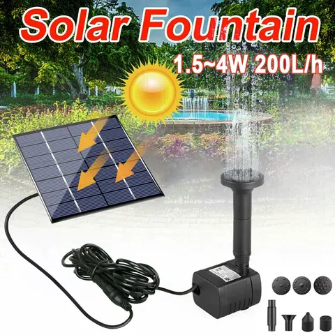 Solar Power Fountain Kit-Fountain Water Pump with 5 Different Nozzles,Solar Bird Bath Fountain,for Outdoor Ponds,Garden Decor,Home Fish Tank