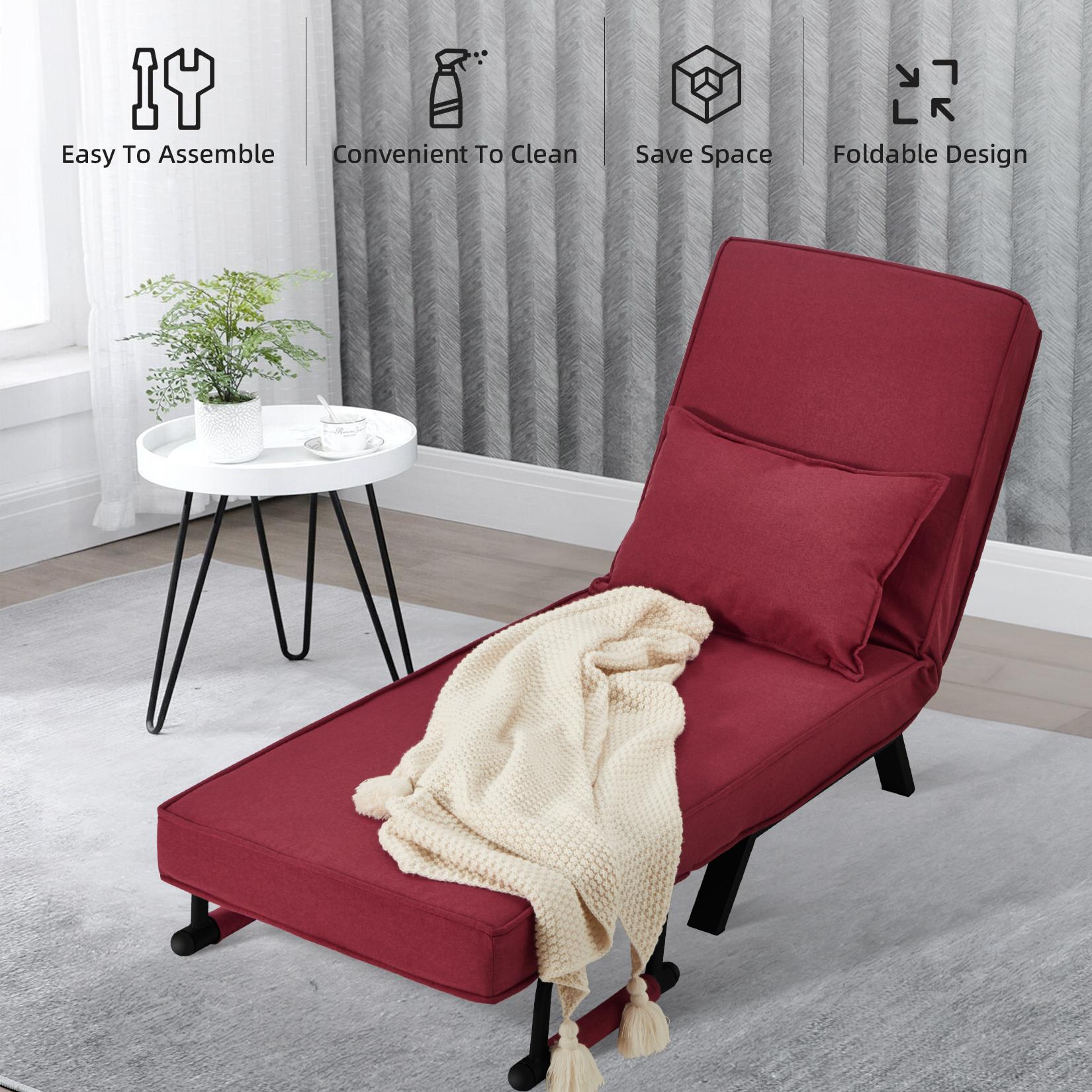 Convertible Sofa Bed, Multi-Function Folding Sleeper Chair, Single Convertible Sleeper Sofa with Pillow, Lazy Bed Leisure Recliner, Adjustable Backrest Single Bed for Small Spaces, Apartment, Office, Living Room Convertible Sofa Bed, Multi-Function Folding Sleeper Chair, Single Convertible Sleeper Sofa with Pillow, Lazy Bed Leisure Recliner, Adjustable Backrest Single Bed for Small Spaces, Apartment, Office, Living Room