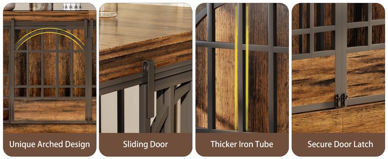 78 Inch Double Dog Crate Furniture, Extra Large Dog Kennel Indoor with Divider, Heavy Duty Dog Cage for 2 Dogs, Decorative Wooden Dog House Decorative Table TV Stand, Pet House for XLarge Dogs,Brown