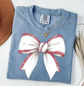 Comfort Colors Baseball Mom Tshirt, Baseball Bow Shirt, Coquette Baseball Game Day Tee, Baseball Season Top, Baseball Lover Outfit
