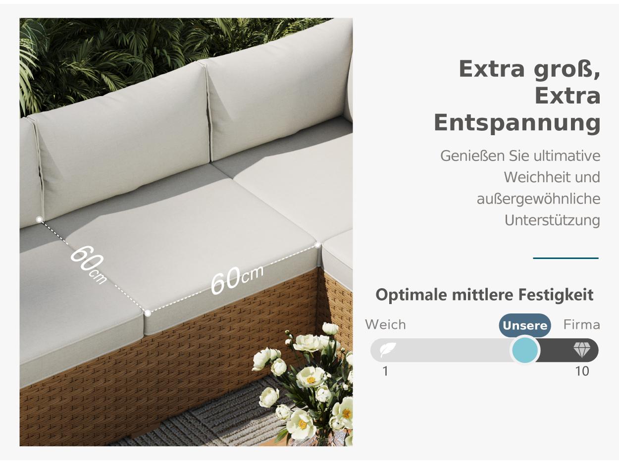 【1 or 2 Packages Shipping】Phivilla Home Outdoor Patio Rattan Furniture Set with Acacia Wood Coffee Table, Thick Cushions – 3/7-Piece Sofa Set for Balcony, Porch & Patio, SpringGlowUp