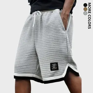 Men’s casual shorts, regular fit, practical pockets, durable and comfortable fabric; suitable for summer outdoor leisure, everyday wear, running/sports (breathable), and beach activities;  lightweight  shorts. versatile solid color Waffle Knit Men's