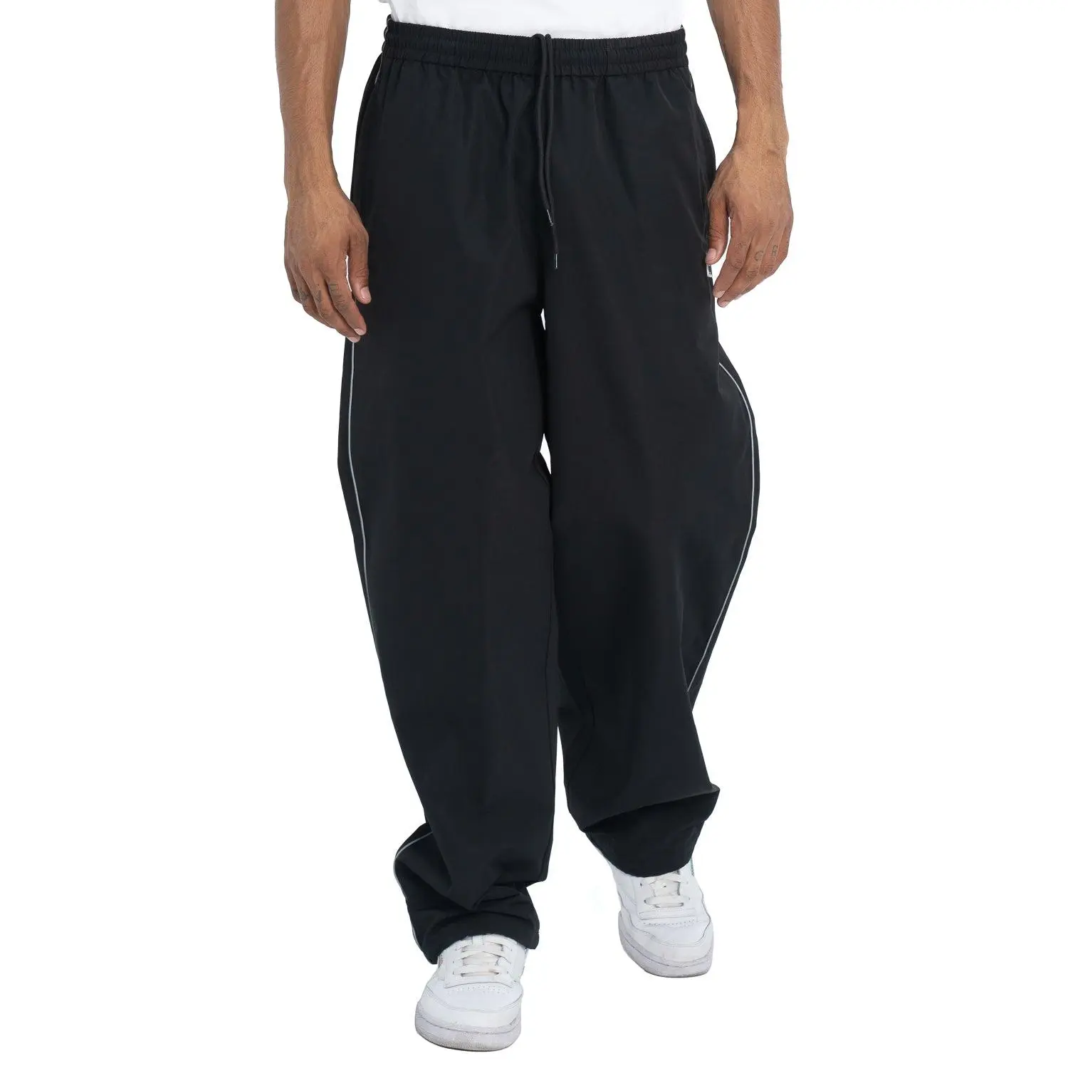 Pro Club Men's Heavyweight Polyester Shell Track Pant, Menswear Sport Bottoms with Zipper Detail, Relaxed Fit, Pocket, Reflective, Thick, Classic, Athletic, Track Pants, Active Men's Pants