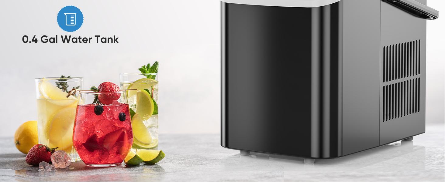 Portable Ice Maker Machine for Kitchen Counter Use with Removable Basket and Ice Scoop