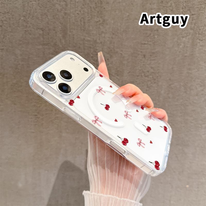 Cherry Bow Love Advanced fashion giftMagnetic Phone Case for iPhone 15 Plus 17 16 Pro Max Air E 14 13 12 11 X XS XR Shockproof Soft Premium Stylish Durable Protection Case