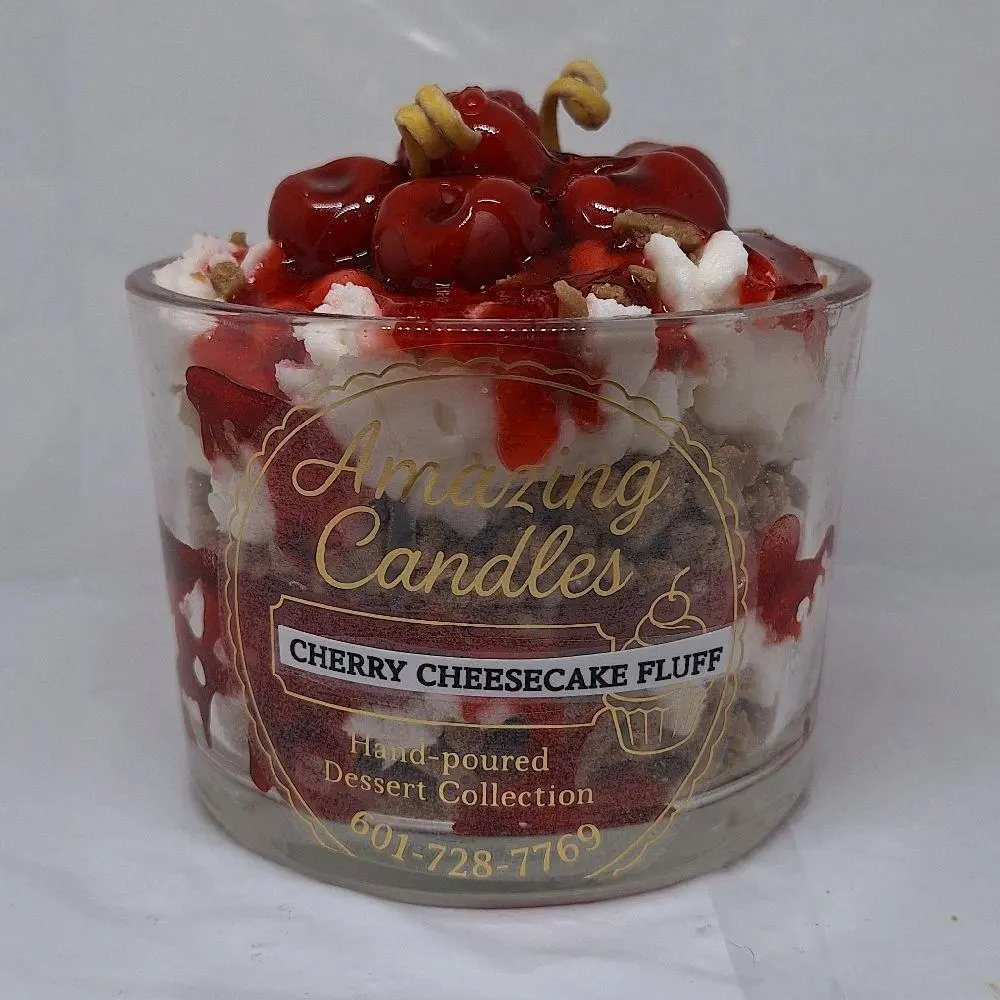 Hand-poured Cherry Cheesecake Fluff Scented Candle, Home Decor Aroma Candle with Cozy Dessert Vibe & Sweet Aroma Lift, 1-Piece Home Supply