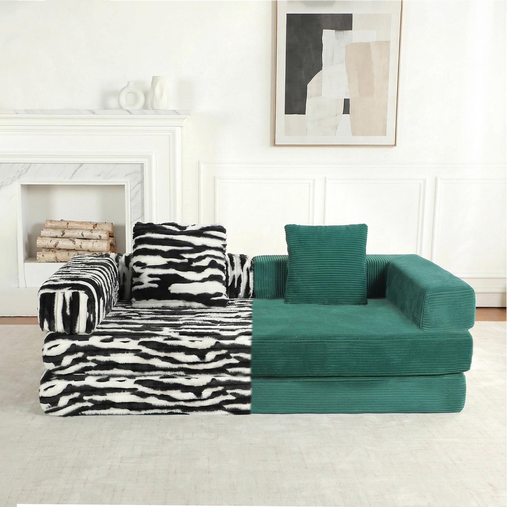 QAK 73.62"New Multiple Covers Available Cloud Floor Sofa Bed High-Quality Convertible Comfy Corduroy Fabric, Premium Sponge Padding, Multi-Functional Floor Sofa & Mattress for Living Room Upholstered Soft Couch,Multiple Colors of Sofa Covers Available