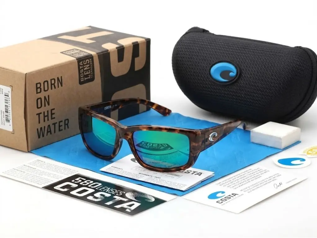 Costa Del Mar Tuna Alley Pro Matte Tortoise Frame Green Mirror Polarized Glass Sunglasses, High-Performance UV400 Eyewear