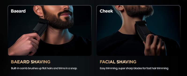 OLOV-X The Beard Hedger Premium Men's Beard Trimmer,20-Long Adjustable Blade Wheel, Stainless Steel T-Blades for Precise Trimming of Facial Hair, Cordless Waterproof Wet/Dry Hair Clipper