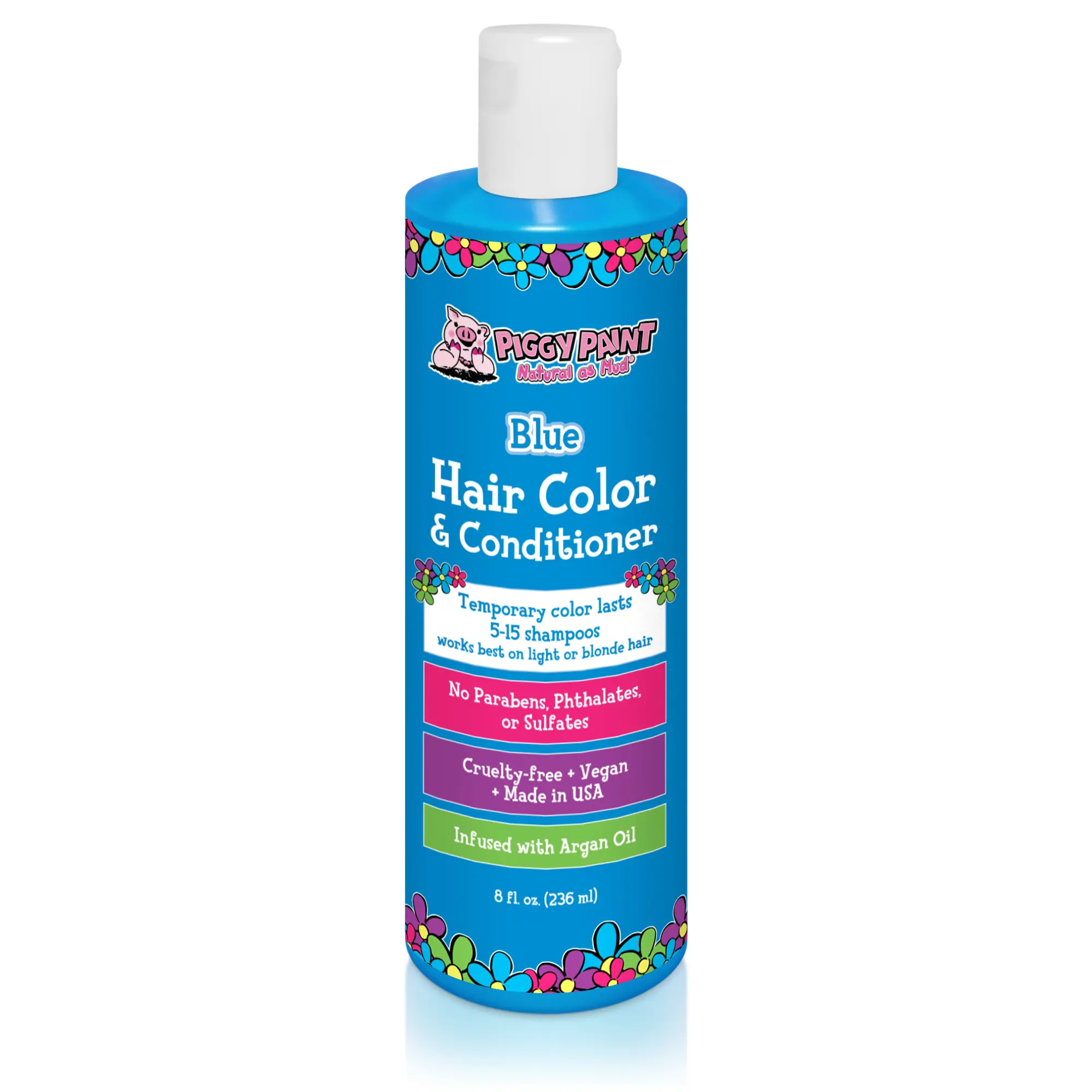 Piggy Paint Blue Hair Color & Conditioner 8 fl oz Infused with Argan Oil for Strength Shine & Softness Cruelty-Free Vegan