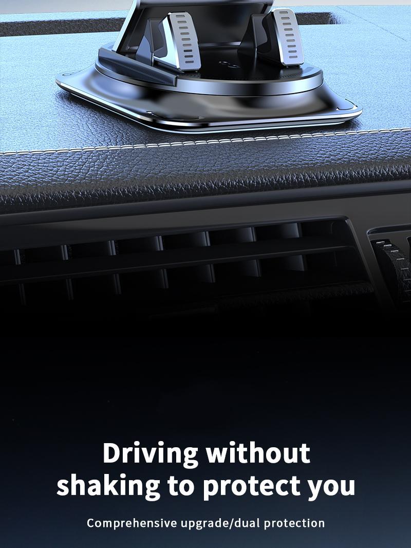 Car phone holder 360 degree rotation, suitable for car navigation in-car dashboard, horizontal and vertical screen adjustment angle, suction cup fixed non-slip mobile phone holder suitable for iPhone and Android