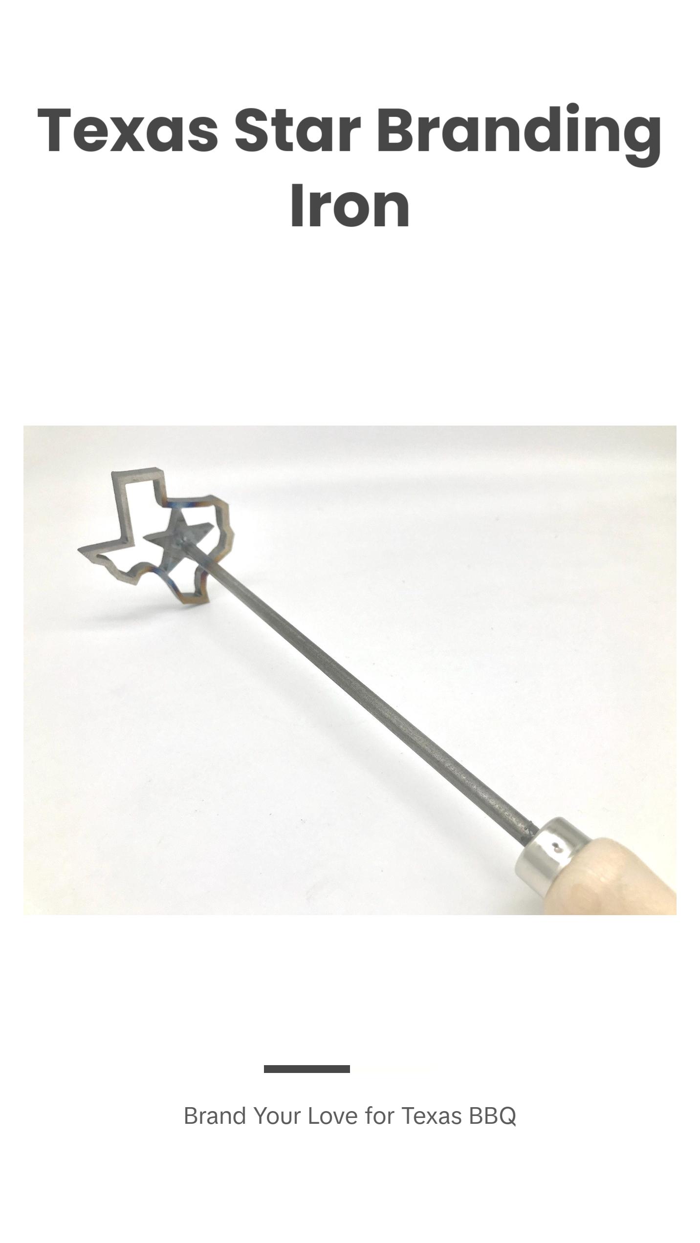 Texas Star Branding Iron for BBQ, Leather, Steaks