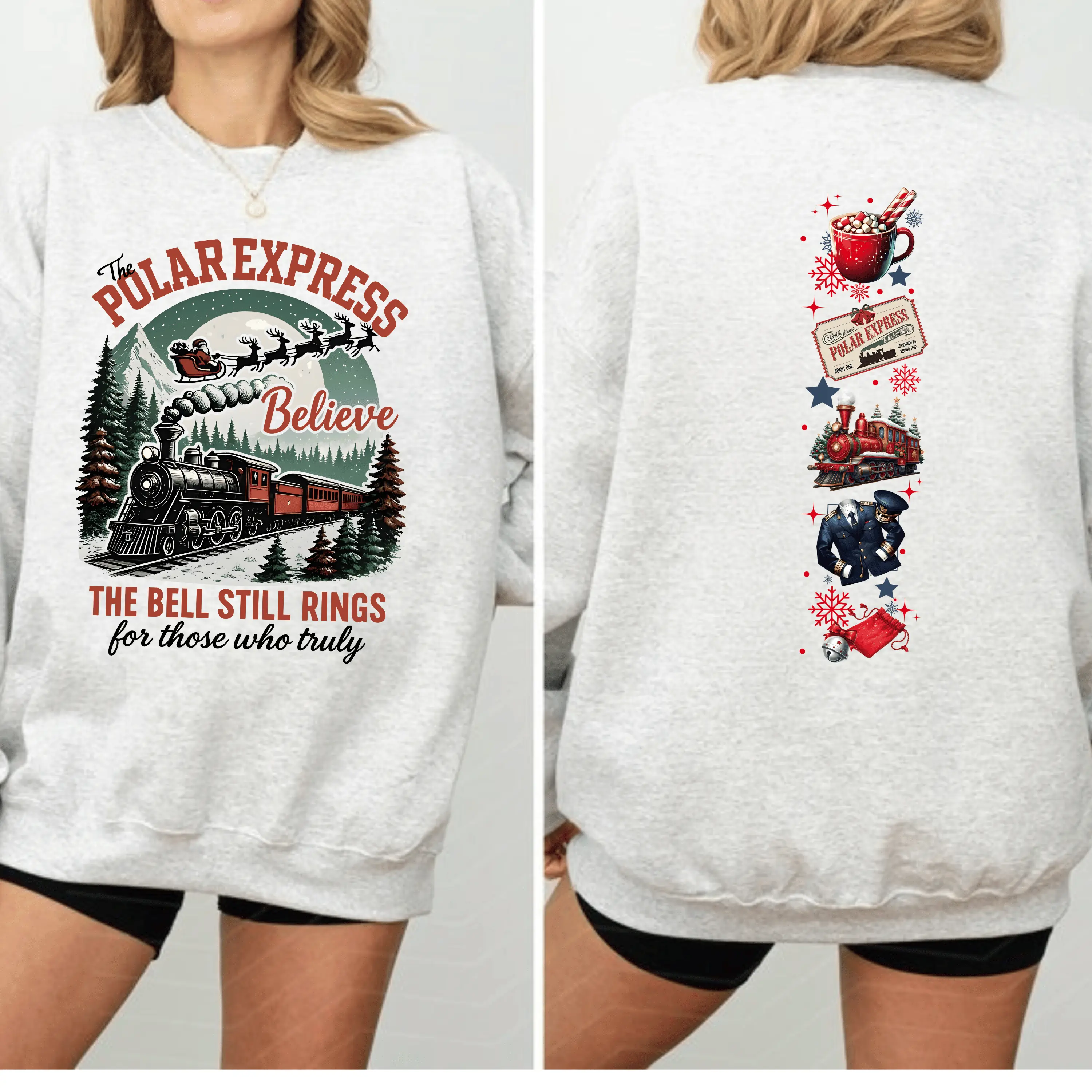 Believe Polar Express 2 Sides Sweatshirt, Polar Express Movie Shirt, Retro 90s Christmas Movies Tee, 2000s Nostalgia Shirt, Christmas Gift