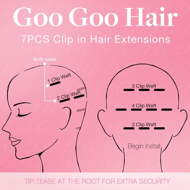 GOOGOO Hair Extensions 100g Seamless Clip in Human Hair Natural Straight