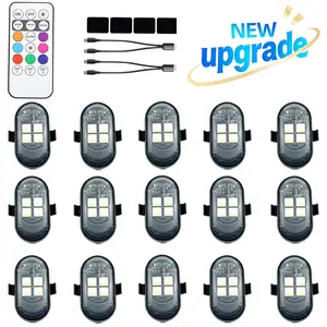 [2026 Upgraded] USB Rechargeable Car Ambient LED Lights with Multi-Color Modes, Decorative Interior Lighting for Night