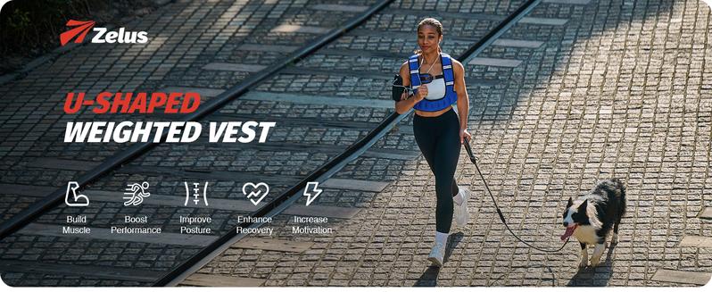 【Jumpstart Sale】ZELUS Weighted Vest for Women Men, 6/8/12/16/20lb Weight Vest with Arm Pouch Reflective Strips, U-Shaped Rucking Vest for Strength Training Muscle Building, Walking Running Vest for Fitness|Glutes Workout Equipment