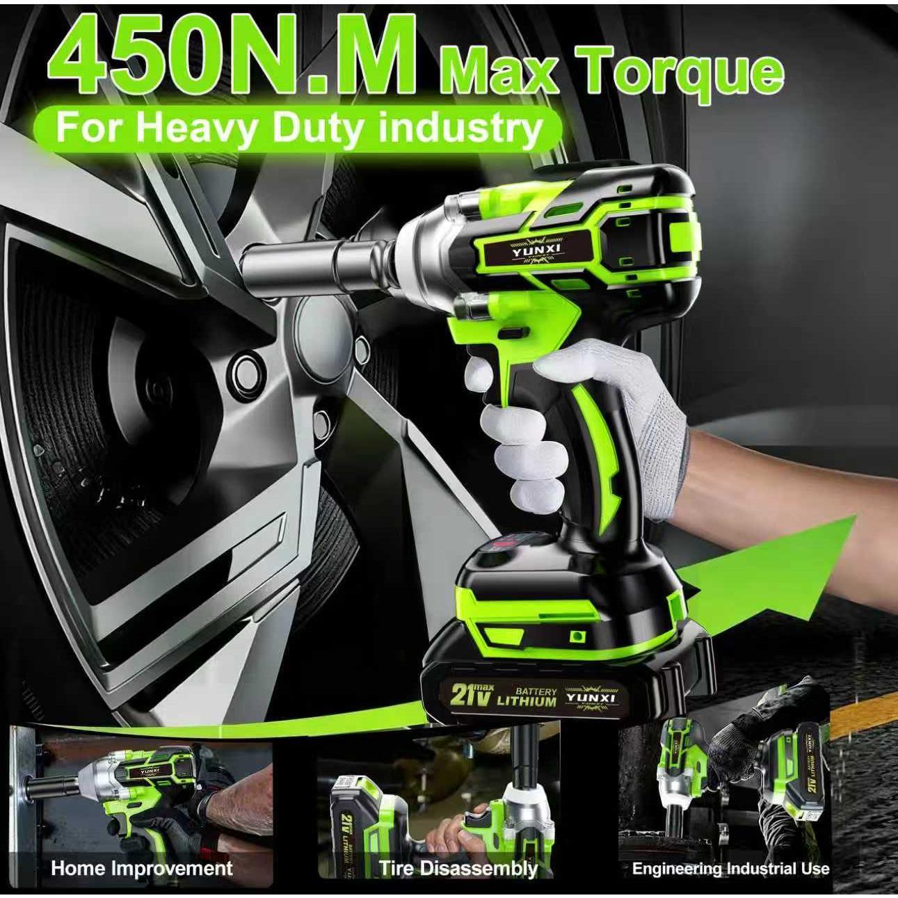 21V Brushless Cordless Impact Wrench - 1/2 in Drive, 450N.m High Torque, 3500RPM Power Tool, 4.0Ah Battery, Charger & Socket Kit, Cordless Brushless Tool for Car Tire Repairs, Ideal Gift for Men, Cordless Brushless Tools, Power Tools
