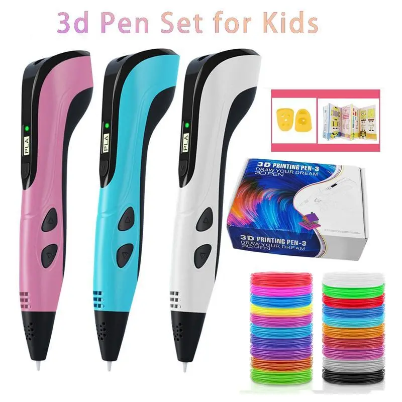 2026 NEW 3D Printing Pen Set for Kids with LCD Display PLA Filament 3 Gears Adjustable Spinning Speed Ideal for Birthdays Christmas Presents