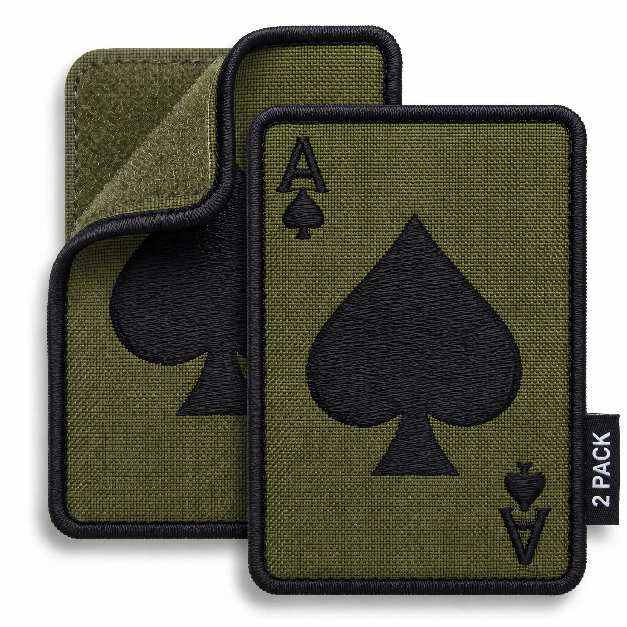 Ace of Spades Patch Set (2-Pc), Embroidered Hook & Loop