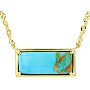 JTV Blue Kingman Turquoise 18k Yellow Gold Over Sterling Silver Necklace