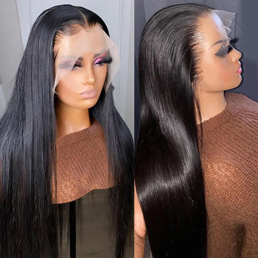 36inch Bling Hair 13x6 Lace Front Wig Human Hair Wigs Straight HD Transparent Brazilian Hair Lace Frontal Wig For Women Pre Plucked With Baby Hair backtoschool