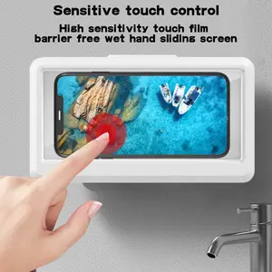 Shower Phone Holder Waterproof, 360° rotatable Adjustable rain Phone case，Waterproof and Anti-Fog Sensitive Touch Screen，Suitable for Bathroom Wall Mirror Bathtub Kitchen (White)