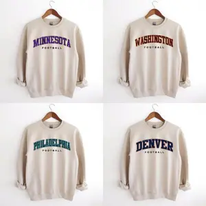 Vintage All Team Football Sport Grey Sweatshirt with Big Words Logo and Graphic Sweatshirt for Football Fans Sport Grey Color Shirt Unisex Sweatshirt