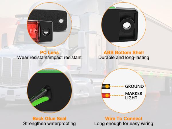 Nilight 10PCS 3.8” 6LED Red Green LED Indicator Light Truck Camper Side Marker Light Marine Boat Navigation Light Yacht Kayak Sailboat Trailer Bus RV Clearance Light 12V DC