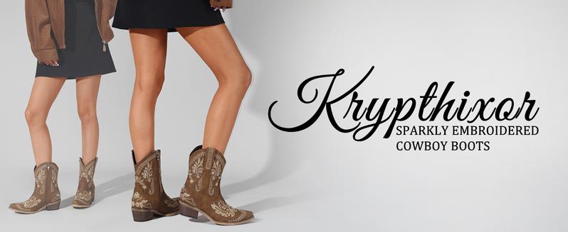 Rhinestone Ankle Cowboy Boots for Women Embroidered Short Cowgirl Boots with Low Heel Side Zipper Comfortable Chunky Heel Western Booties for Prom Party Wedding Pull On Shoe