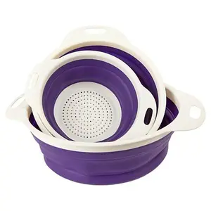 Joy Mangano Joy Eat Cleaner 3-piece Collapsible Antimicrobial Colander Set