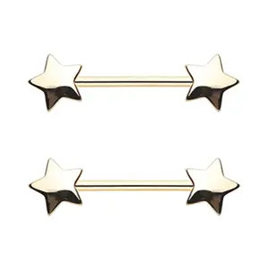 Star Ends Nipple Barbells - Pair - Stainless Steel