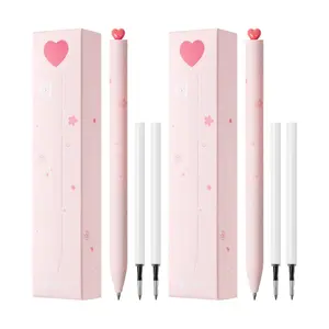 Kaco FIRST 2 Pcs Gel Pens with 4 Extra Refills - Pink SAKURA Love Pen- Unique Style, Lightweight, Soft Grip, Quick Drying, Fine Point, ABS Material, Best Gift for Family, Friends, Children, and Colleagues