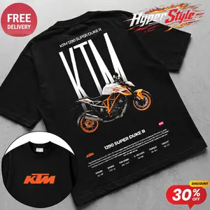 HyperStyle.Clothing - KTM 1290 Super Duke R Factory Motorcycle Retro Vintage Streetwear motocross graphic tee, hyperbike racing t-shirt, bold sport art, 100% cotton
