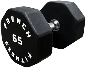 French Fitness Urethane 8 Sided Hex Dumbbell 65 lbs - Single (New)