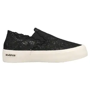 SeaVees Womens Baja Lace Slip On Platform Sneakers Shoes Casual - Black