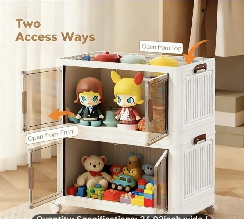 1/2/3/4/5-Layer Extra Large Storage Cabinet, Multi-Layer Foldable Storage Box with Door, Stackable Storage Cabinet for Shoes, Sundries, Books, Clothes, Home Storage Organizer for Closet, Wardrobe, Bedroom, Bathroom, Office, Kitchen