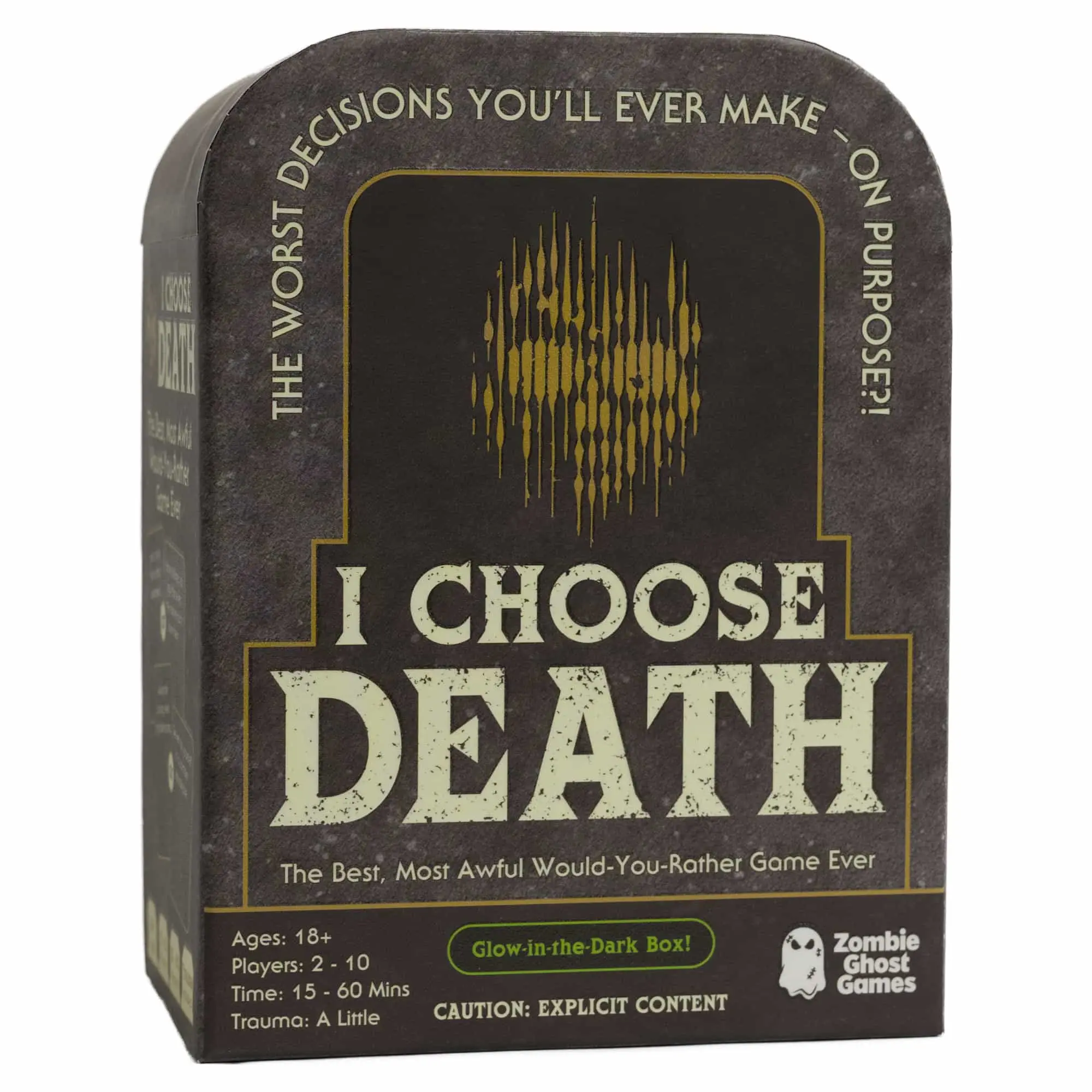 I Choose Death Would-You-Rather Card Game for Adults - Glow-in-the-Dark Tombstone Box - What Would You Rather Do Party Game with 300 Disturbing Scenario Cards - Great Gift for Parties, Halloween, Birthdays - 18+