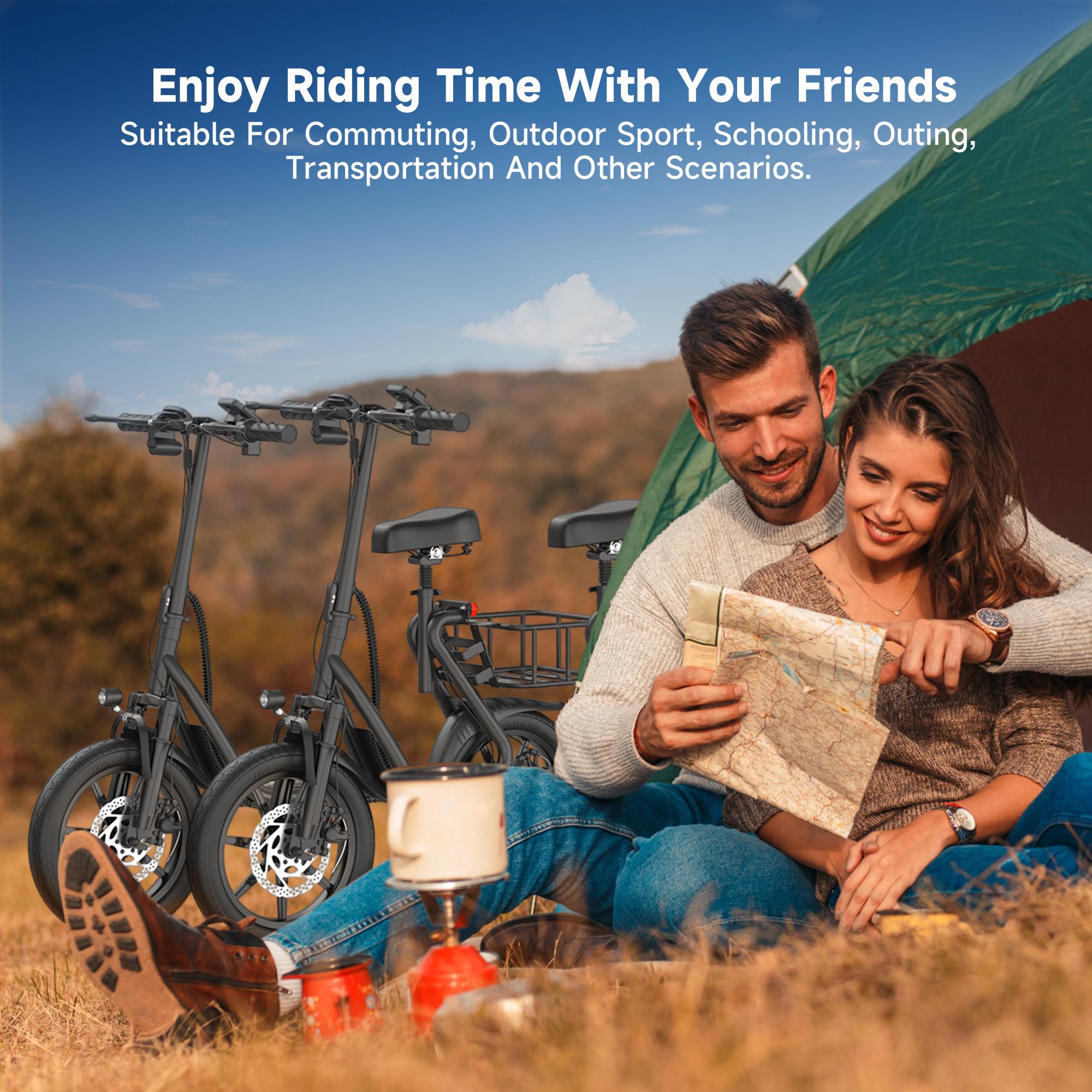 [AOVOPRO-VOLTVOGUE] ESBS Electric Scooter, Peak Power 750W, TopSpeed 22 mph, 10.5-22.5Ah, Driving Range 20-60 Miles,Rear Disc Brake + Electronic Brake, 14-inch Inflatable Tires.