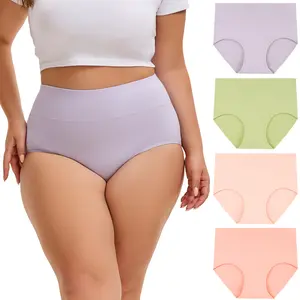 INNERSY Women's Plus Size XL-5XL High Waisted Cotton Underwear 4-Pack, Soft & Comfortable Full Coverage Briefs, Breathable Stretchy Fabric for Everyday Wear & All-Day Comfort