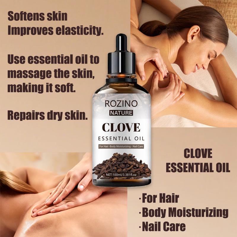 ROZINO Nature Clove Essential Oil - Unisex Hair & Body Care - 100ml Natural Aromatherapy Oil for Skin & Hair