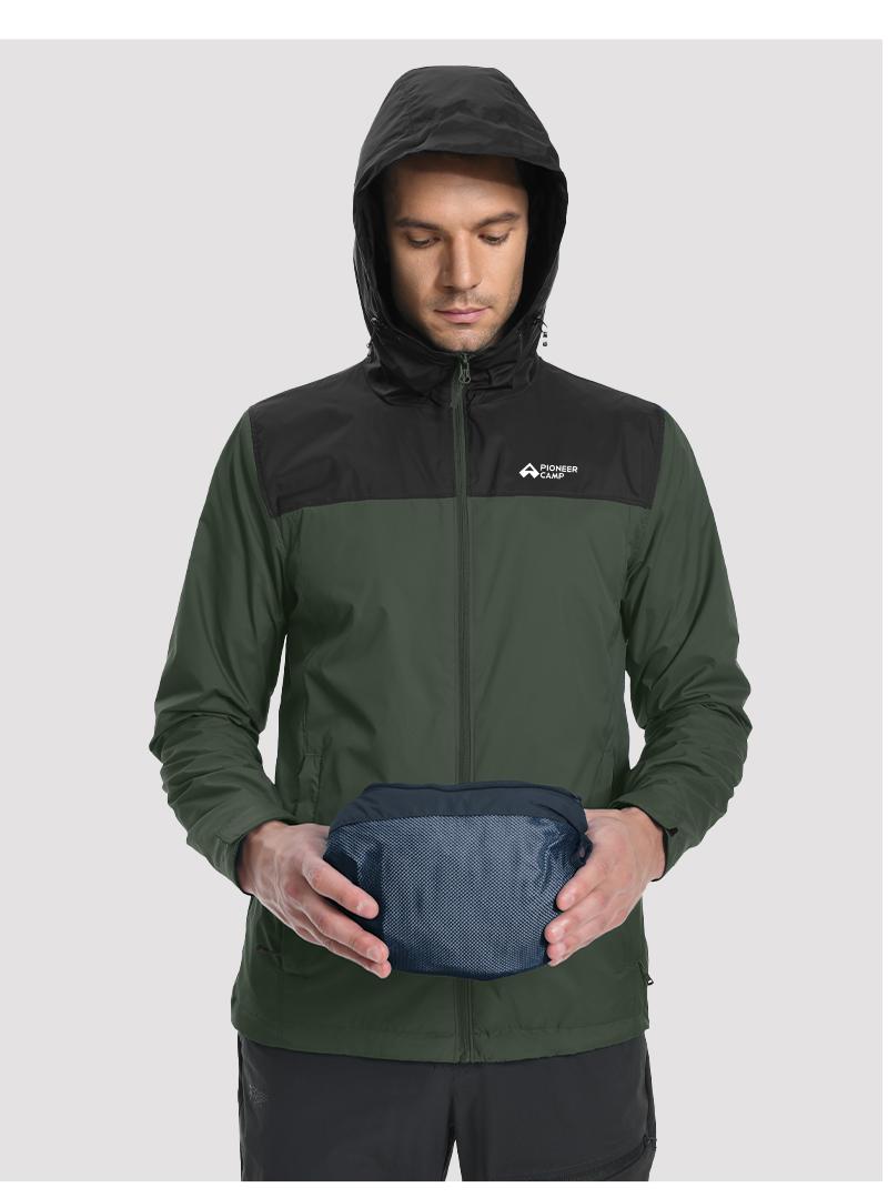 Pioneer Camp Men's Rain Jacket Waterproof with Hood Lightweight Packable Raincoat Rain Shell for Outdoor Hiking Travel