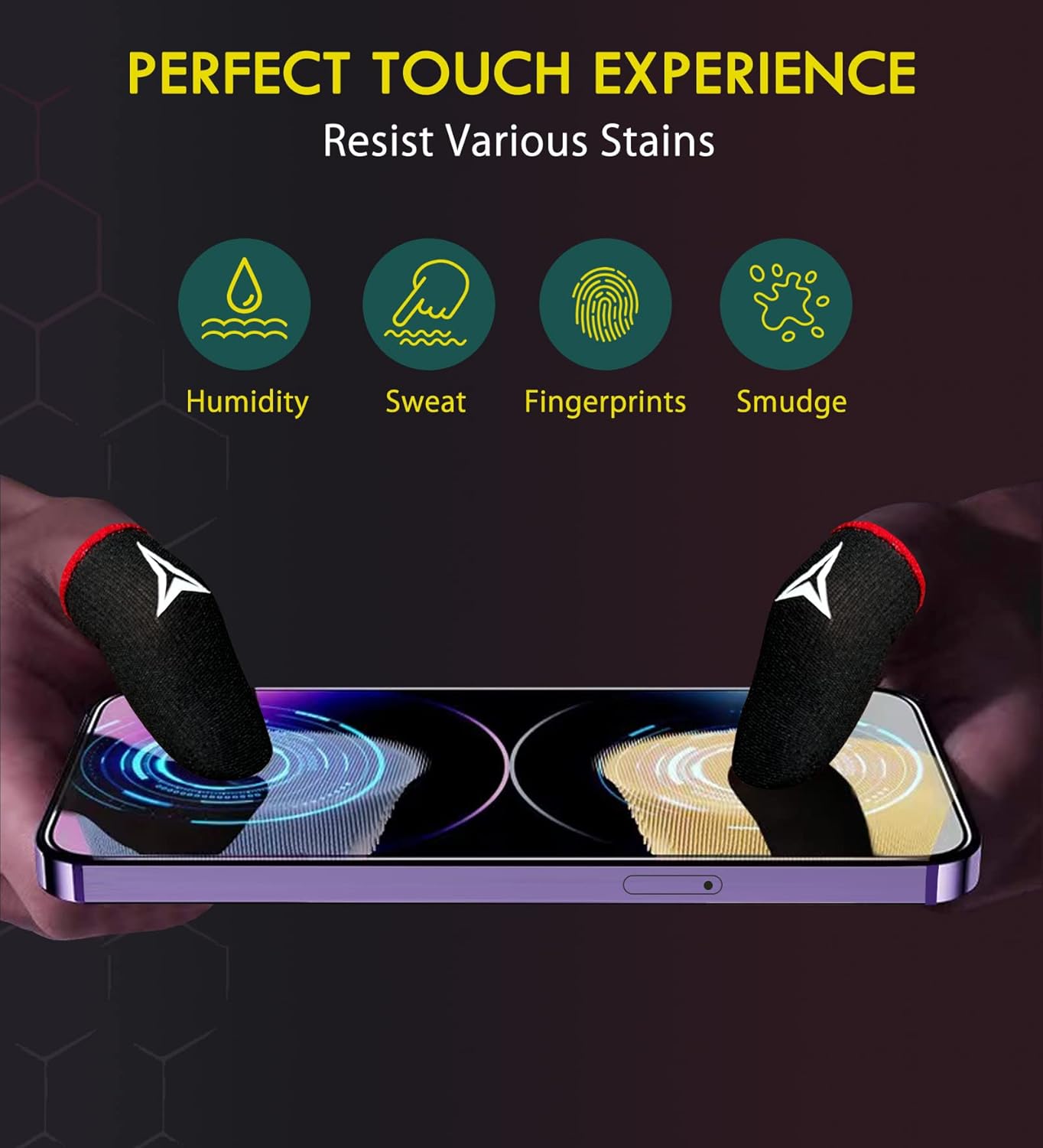Ultra-Thin Breathable Anti-Sweat Gaming Finger Sleeves - High Sensitivity Superconducting Nanofiber for PUBG Mobile, Call of Duty Mobile & Free Fire - Sweatproof Gloves to Boost Your Gaming Performance